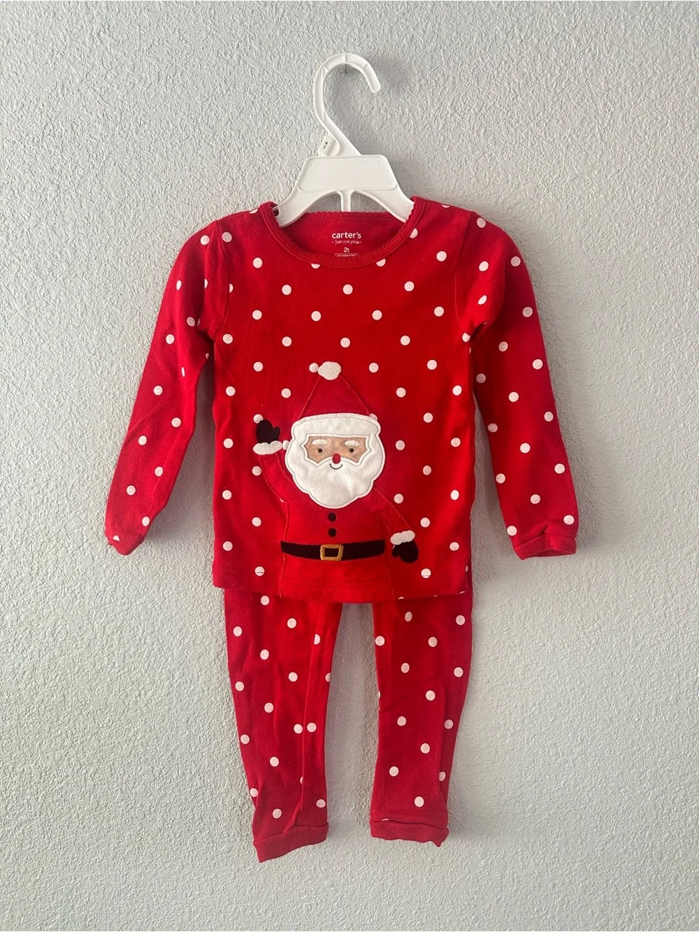 Carter's Toddler Red Santa Polka Dot Two-Piece Pajama Set